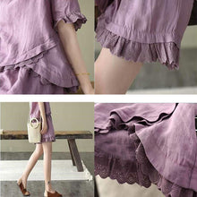 画像をギャラリービューアに読み込む, デザインスタイル不規則レース切り替えトップス&無地レース切り替え着痩せ効果ワイドレッグショーツセットアップ