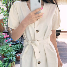 画像をギャラリービューアに読み込む, 無地フリル裾ボタン付きロングワンピース