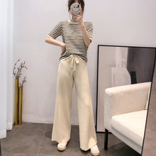 画像をギャラリービューアに読み込む, ストライプ柄半袖トップス&無地ガウチョセットアップ