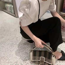 画像をギャラリービューアに読み込む, パフスリーブブラウストップス&黒オールインワンセットアップ