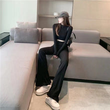 画像をギャラリービューアに読み込む, 美シルエットショートトップス&ハイウエストカジュアルパンツセットアップ