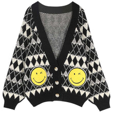 画像をギャラリービューアに読み込む, おしゃれ度UPダイヤモンド柄カーディガン&ミニスカートセットアップ