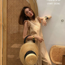 画像をギャラリービューアに読み込む, フリル裾無袖オールインワン無地シンプルジャンプスーツオールインワン