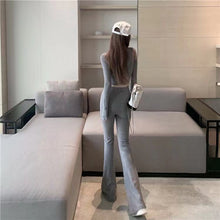 画像をギャラリービューアに読み込む, 美シルエットショートトップス&ハイウエストカジュアルパンツセットアップ