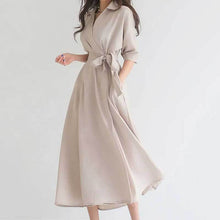 画像をギャラリービューアに読み込む, 人気沸騰 エレガントVネック切り替えレギュラーウエストAライン無地デートワンピース