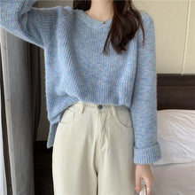 画像をギャラリービューアに読み込む, 4カラー選択韓国風無地気質長袖不規則デザインスタイルゆったりカジュアルニットセータートップス