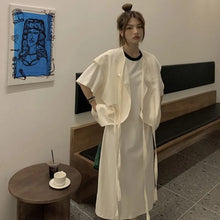 画像をギャラリービューアに読み込む, けだるい風ベスト&半袖カジュアルワンピースセットアップ