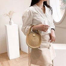 画像をギャラリービューアに読み込む, ストローウーブンバッグ丸バッグショルダーバッグ
