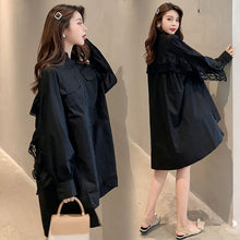 画像をギャラリービューアに読み込む, 2カラー選択無地長袖気質レースゆったり切り替え着痩せ効果カジュアルコーデしやすいシャツ・ブラウス