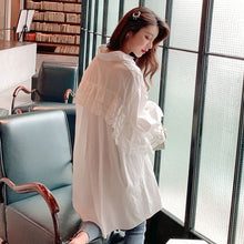 画像をギャラリービューアに読み込む, 2カラー選択無地長袖気質レースゆったり切り替え着痩せ効果カジュアルコーデしやすいシャツ・ブラウス