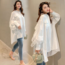 画像をギャラリービューアに読み込む, 2カラー選択無地長袖気質レースゆったり切り替え着痩せ効果カジュアルコーデしやすいシャツ・ブラウス