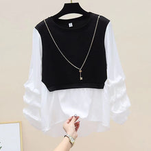 画像をギャラリービューアに読み込む, 4カラー選択デザインスタイルファッション切り替えゆったり着痩せ効果シャツ・ブラウス(飾り付き)