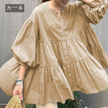 画像をギャラリービューアに読み込む, 7カラーフリル裾パフスリーブブラウストップス