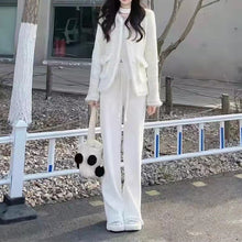 画像をギャラリービューアに読み込む, 不規則デザインスタイルニットセータートップス&無地ゆったりニットワイドレッグパンツセットアップ