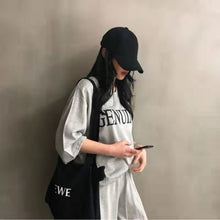 画像をギャラリービューアに読み込む, 字母プリントゆったり合わせやすいTシャツ&無地ゆったりワイドレッグパンツセットアップ