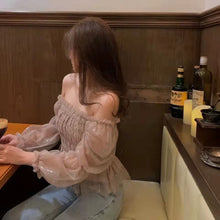 画像をギャラリービューアに読み込む, 手触り良くフリル裾メッシュデザインスタイル長袖コーデしやすいシャツ・ブラウストップス