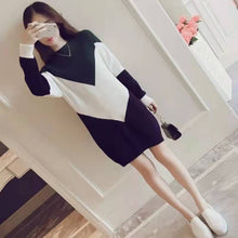 画像をギャラリービューアに読み込む, 韓国風エレガントレデイース気質長袖着痩せ効果ゆったりカジュアルニットワンピース