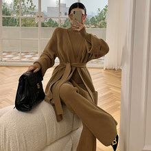 画像をギャラリービューアに読み込む, 3点セットニットカーディガン&ハイネックトップス&カジュアルパンツ着回しコーデセットアップ