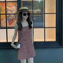 画像をギャラリービューアに読み込む, チェック柄ノースリーブベストトップス&ショートパンツセットアップ