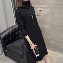 画像をギャラリービューアに読み込む, 優しい気質タートルネックゆったり着痩せ効果合わせやすいニットカジュアルワンピース