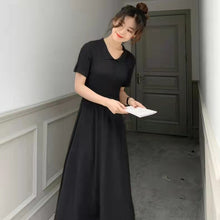 画像をギャラリービューアに読み込む, レトロデザイン感レデイースファッション無地気質着痩せ効果ロングニットワンピース