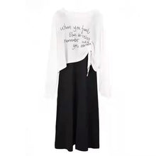 画像をギャラリービューアに読み込む, ホワイト字母プリントシフォンカジュアルアウター日焼け止めトップス&無地サスペンダーワンピースセットアップ