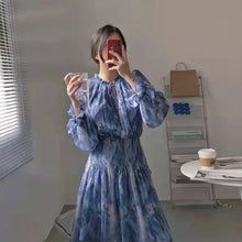 画像をギャラリービューアに読み込む, 花柄高級感フリル裾切り替えエレガント女性ファッション着痩せ効果ロングデートワンピース