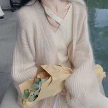 画像をギャラリービューアに読み込む, INSファッションエレガント女性Vネック気質デザインスタイル長袖ロングニットワンピース