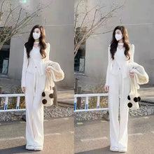 画像をギャラリービューアに読み込む, 不規則デザインスタイルニットセータートップス&無地ゆったりニットワイドレッグパンツセットアップ