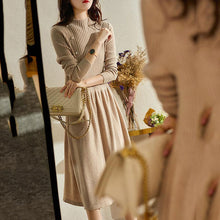 画像をギャラリービューアに読み込む, 気質アップストライプボタン付きニットワンピースデートワンピース