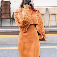 画像をギャラリービューアに読み込む, 【カラー追加】7カラー選択編りセーター&無地ニットワンピースセットアップ