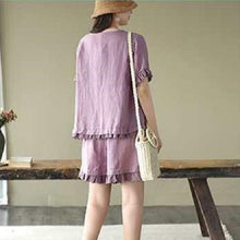 画像をギャラリービューアに読み込む, デザインスタイル不規則レース切り替えトップス&無地レース切り替え着痩せ効果ワイドレッグショーツセットアップ