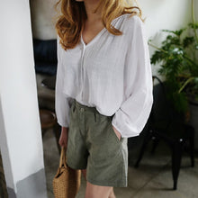 画像をギャラリービューアに読み込む, カジュアル無地ブラウストップスシャツ