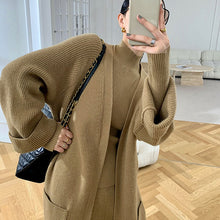 画像をギャラリービューアに読み込む, 3点セットニットカーディガン&ハイネックトップス&カジュアルパンツ着回しコーデセットアップ