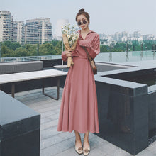 画像をギャラリービューアに読み込む, 気質アップ無地デートワンピース大振りロング丈フェミニン着痩せ