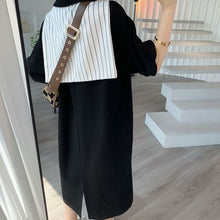 画像をギャラリービューアに読み込む, ストライプケープ切替取り外し可能半袖カジュアルワンピースTシャツワンピース