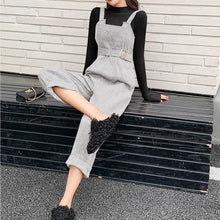 画像をギャラリービューアに読み込む, 無地気質長袖ニットカジュアルコーデしやすいトップス&無地オールインワン·サロペットセットアップ