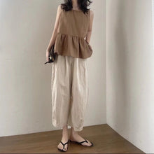 画像をギャラリービューアに読み込む, 3カラー選択ノースリーブフレア裾トップス&カジュアルパンツセットアップ