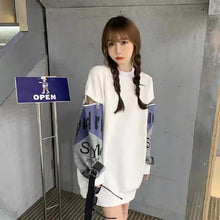 画像をギャラリービューアに読み込む, 体型カバー カジュアルジッパー付きアルファベットプリントゆったりパーカートップス