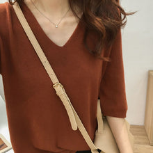 画像をギャラリービューアに読み込む, 人気沸騰ニットvネック半袖トップス