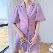 画像をギャラリービューアに読み込む, ギャザーデザインパフスリーブ半袖アウター&ショートパンツセットアップ