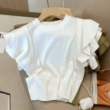 画像をギャラリービューアに読み込む, フレア裾薄ニットTシャツトップス2カラー選択