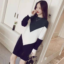 画像をギャラリービューアに読み込む, 韓国風エレガントレデイース気質長袖着痩せ効果ゆったりカジュアルニットワンピース