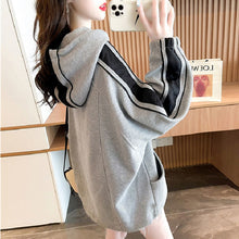 画像をギャラリービューアに読み込む, 3colors秋新品カジュアルスポーツ配色フード付きゆるリラックスパーカー