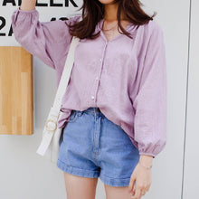 画像をギャラリービューアに読み込む, カジュアル無地ブラウストップスシャツ