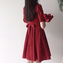 画像をギャラリービューアに読み込む, 折ネック無地半袖デートワンピース甘美エレガント