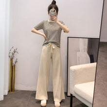 画像をギャラリービューアに読み込む, ストライプ柄半袖トップス&無地ガウチョセットアップ