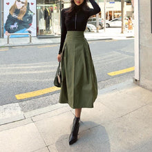 画像をギャラリービューアに読み込む, 無地気質蝶結びハイウエスト着痩せ効果ロングスイングAラインスカート