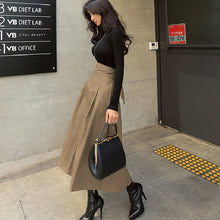 画像をギャラリービューアに読み込む, 無地気質蝶結びハイウエスト着痩せ効果ロングスイングAラインスカート