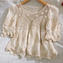 画像をギャラリービューアに読み込む, 2カラー選択透かし彫りレース切り替えパフスリーブカジュアルコーデしやすい写真通り